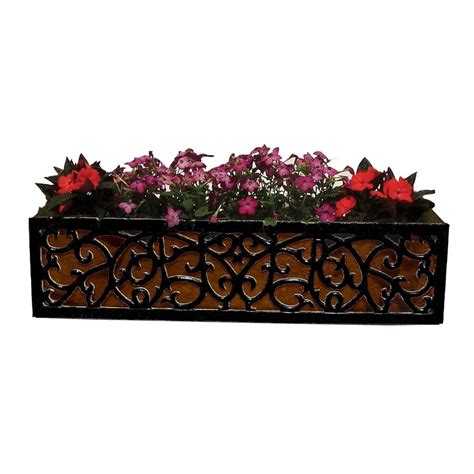 bosmere 36-in x 9.5-in black metal hanging charleston window box|Bosmere Large (25.